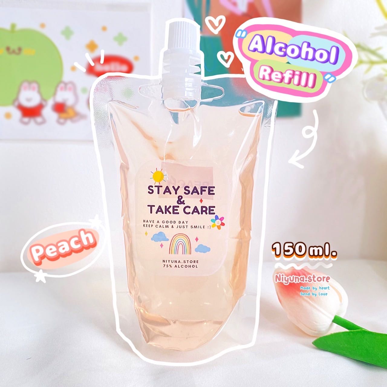 แอลกอฮอล์สเปรย์ Refill แบบน้ำ กลิ่น Peach ขนาด 150 ml