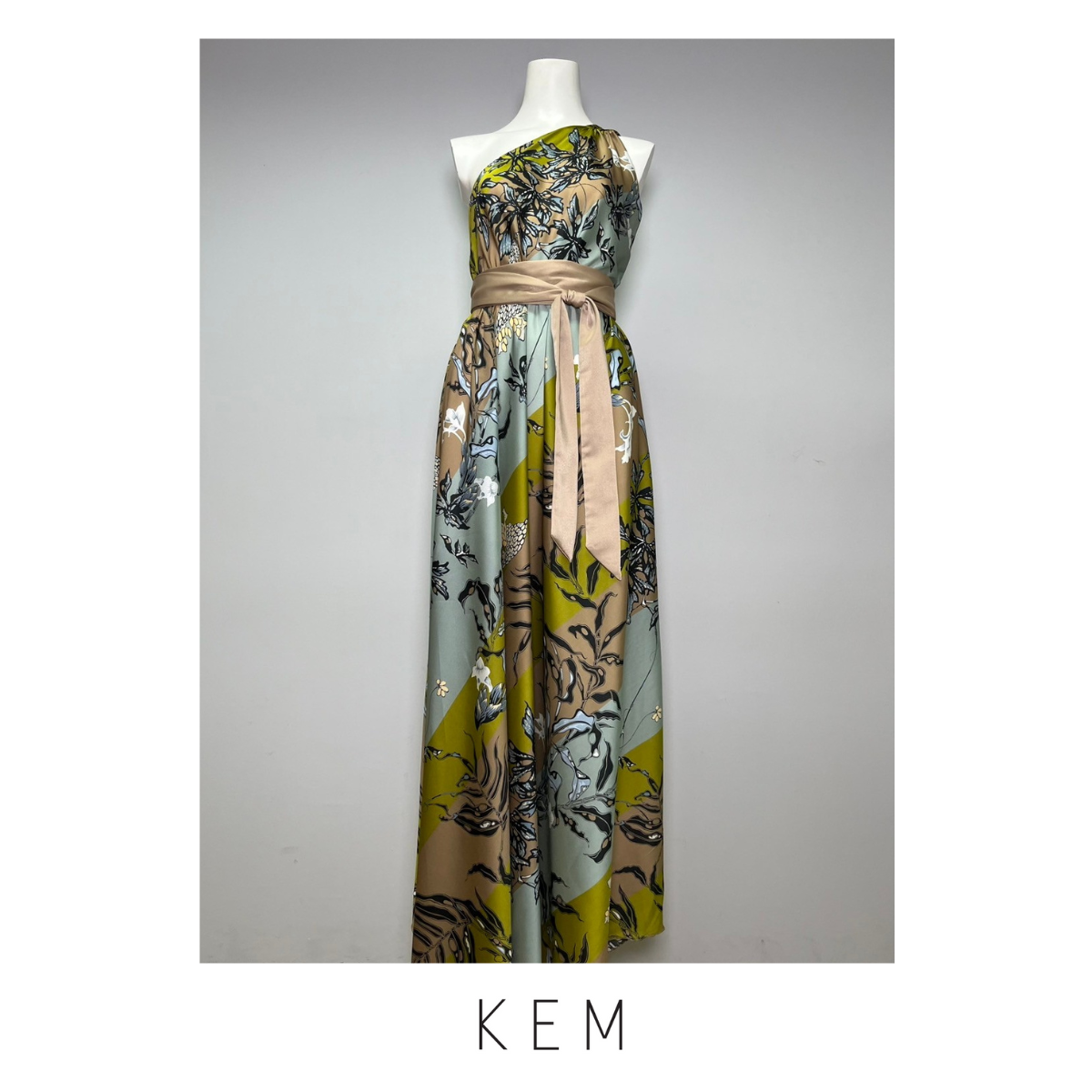 One Shoulder Batanic Print 100% Silk
