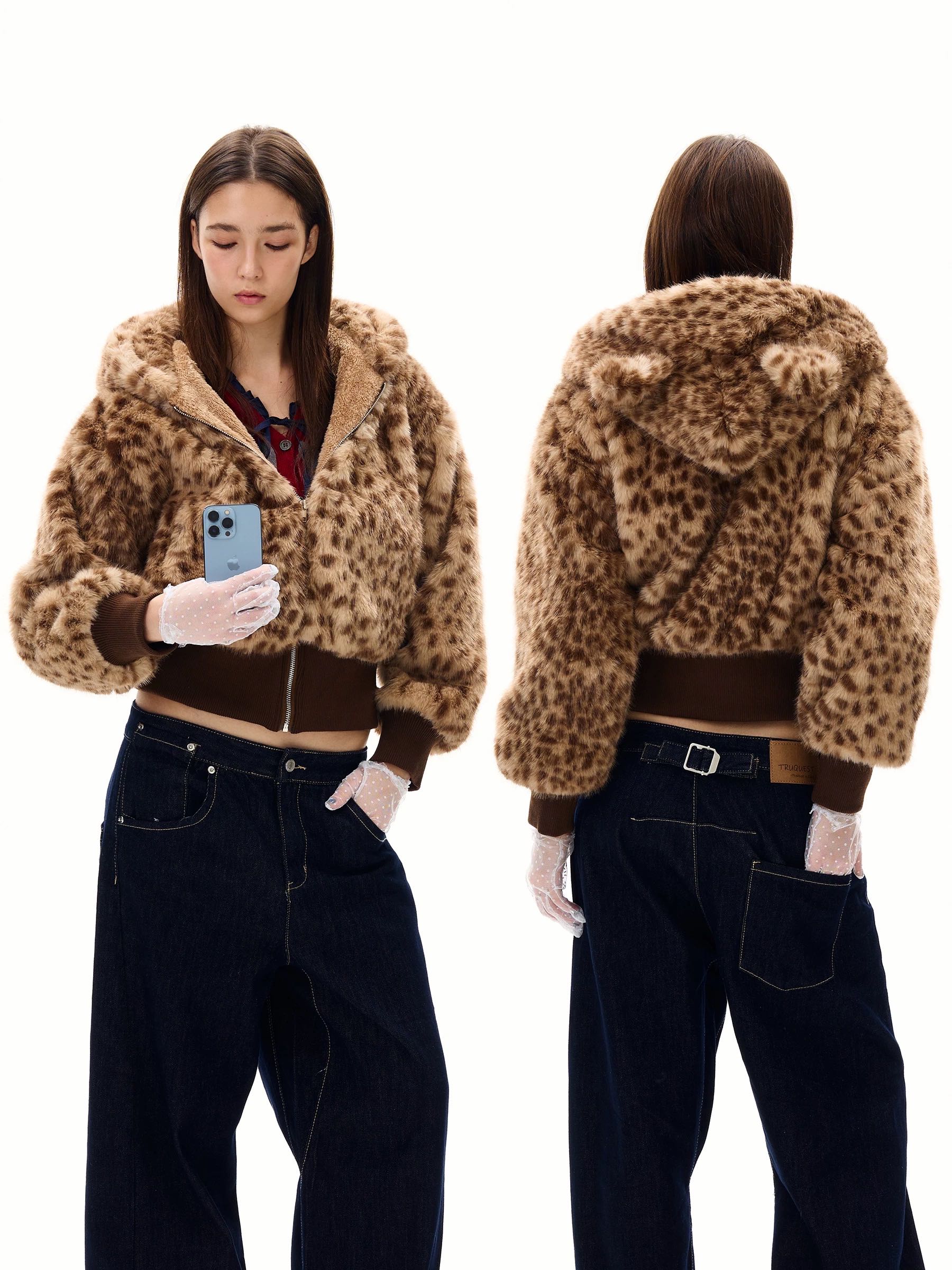 Madwitch leopard fur hoodie jacket 