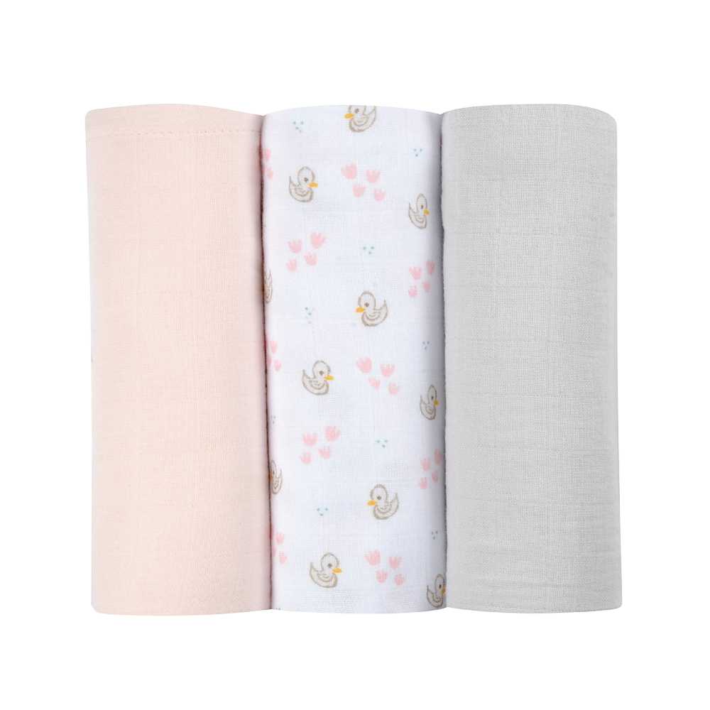 BEABA ผ้าอ้อมเอนกประสงค์ Pack of 3 Muslins Organic Cotton - Swan Pink