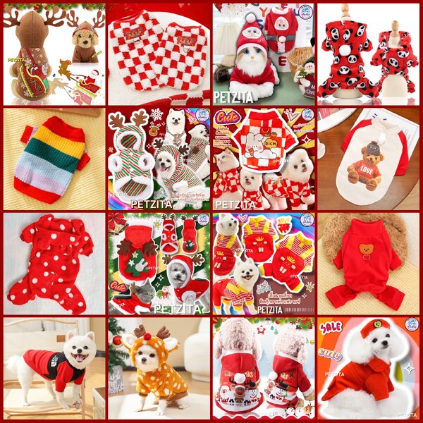 🇹🇭พร้อมส่ง🇹🇭 🎄🎉 เสื้อคริสมาสต์ ปีใหม่ ซานต้า 🎄🎉🎊 งานแบรนด์ for สัตว์เลี้ยง เสื้อซานต้าสุ...