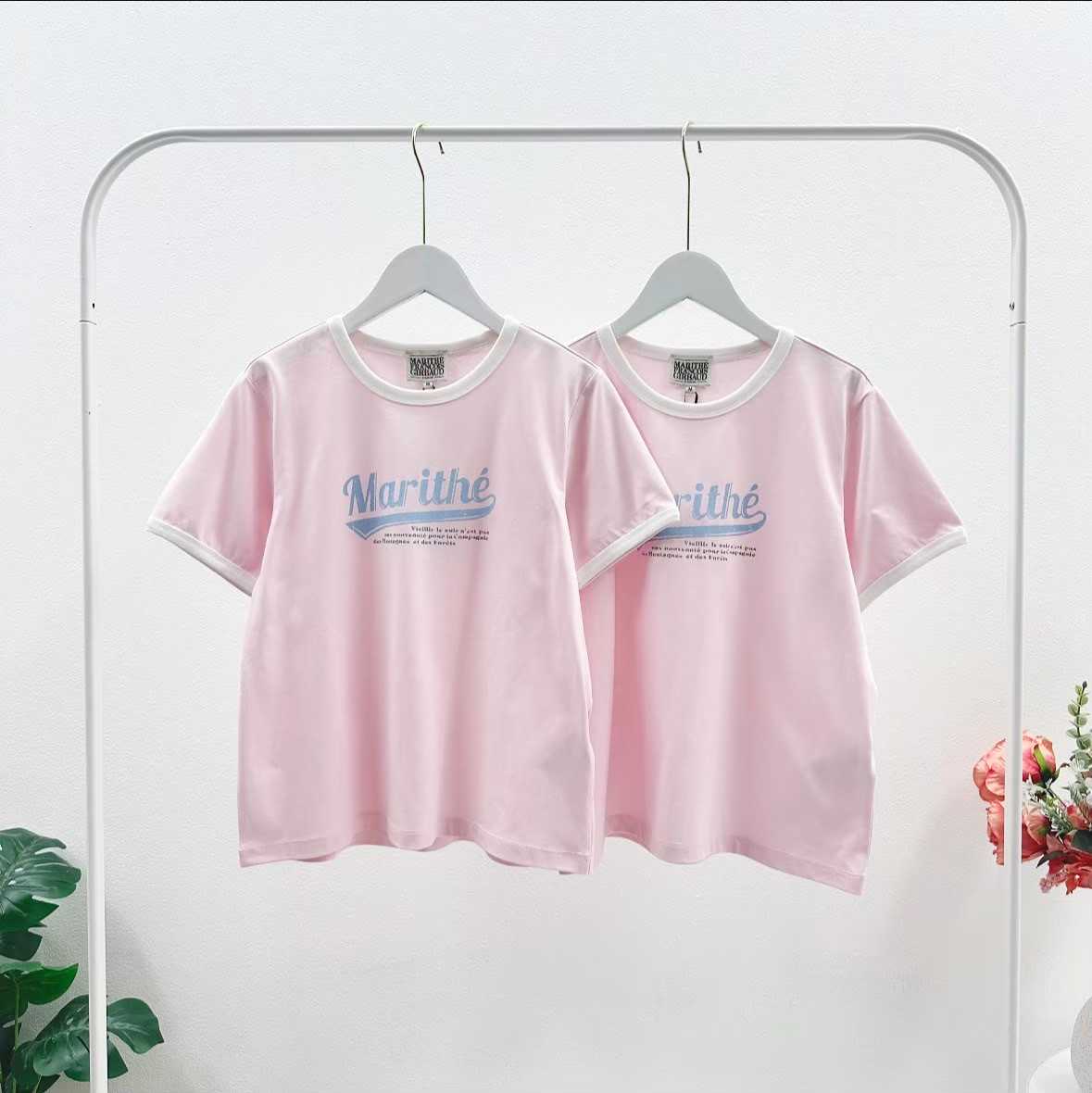Marithe W Vintage Ringer Tee (Pink)