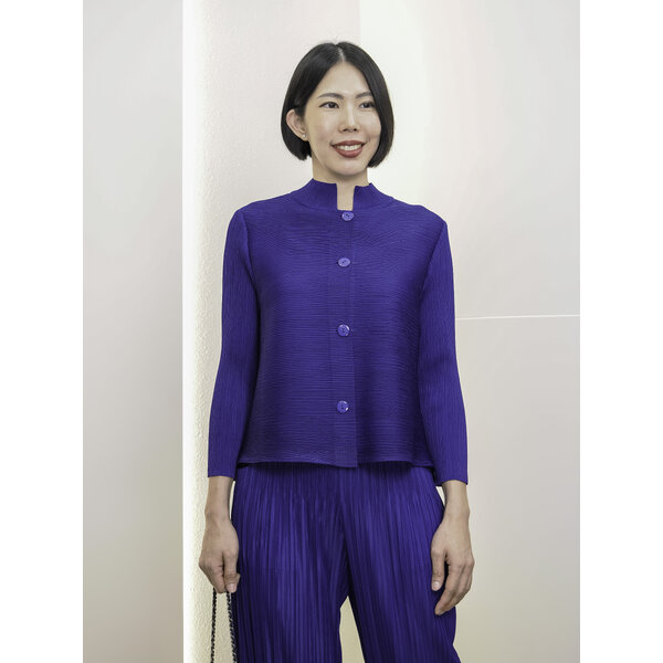 อก42(ทรงเล็ก) ยาว21.5นิ้ว 2MUAY GM9488 เสื้ออัดพลีทคอปกแมนดาริน กระดุมผ่าหน้า แขนยาว LONG SLEEVE ...