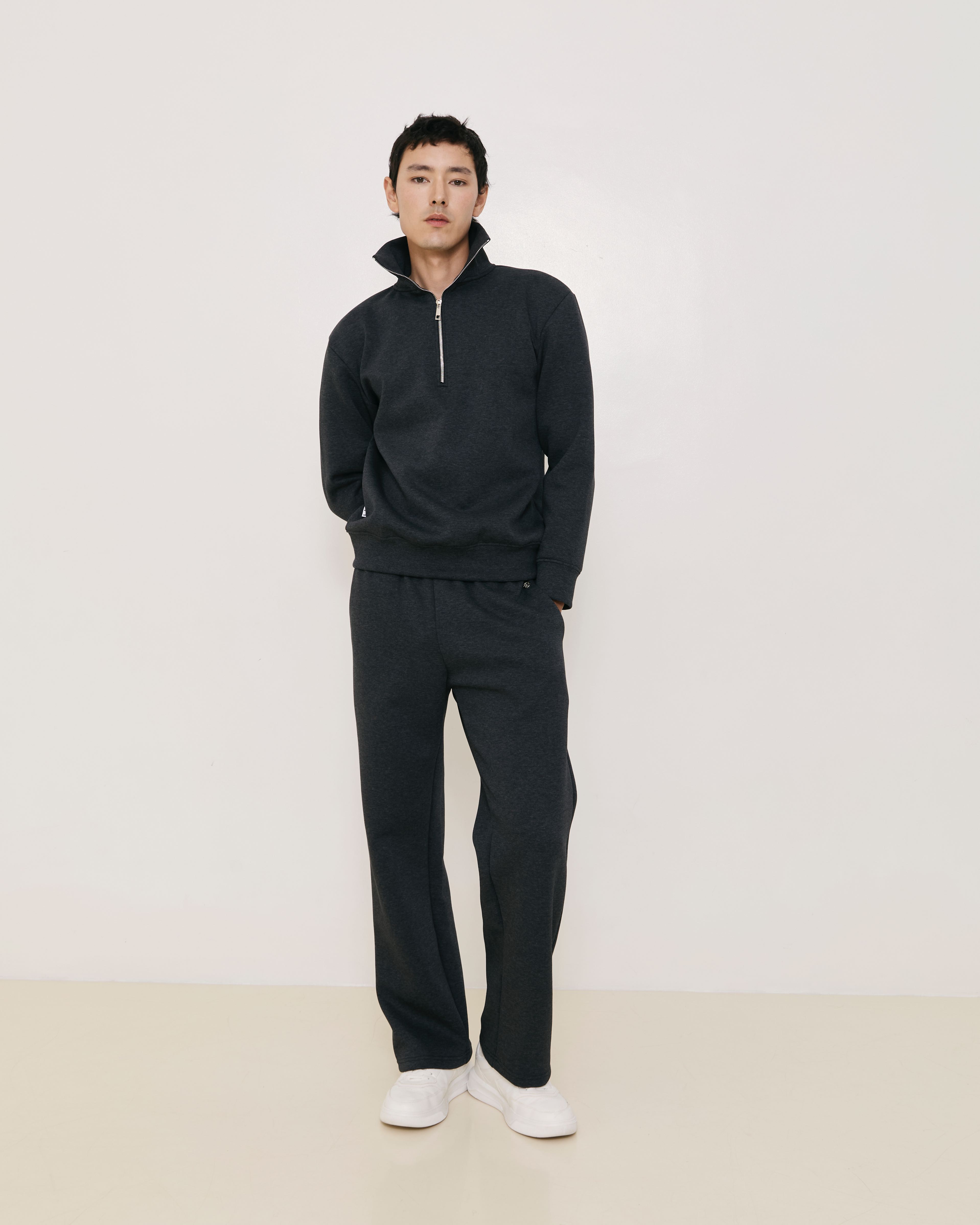 Dark Heather Wide-Leg  Sweatpants
