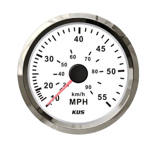 04515-INW   เกจวัดความเร็ว SPEEDOMETER 55 MPH 12/24V  หน้าปัดสีขาว ขอบสแตนเลส