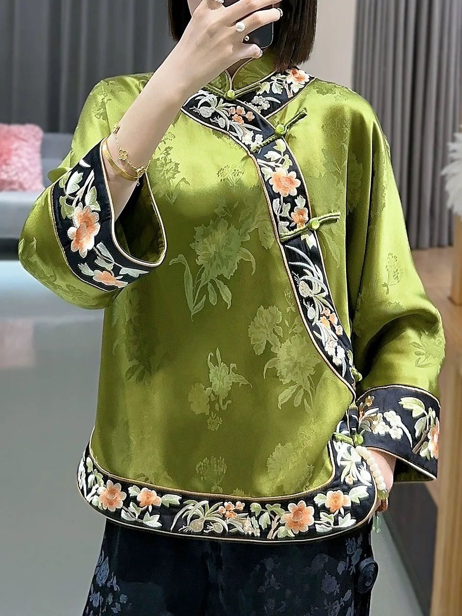 พร้อมส่ง ASAYA 2681  : Embroidered Cheongsam Top (M)