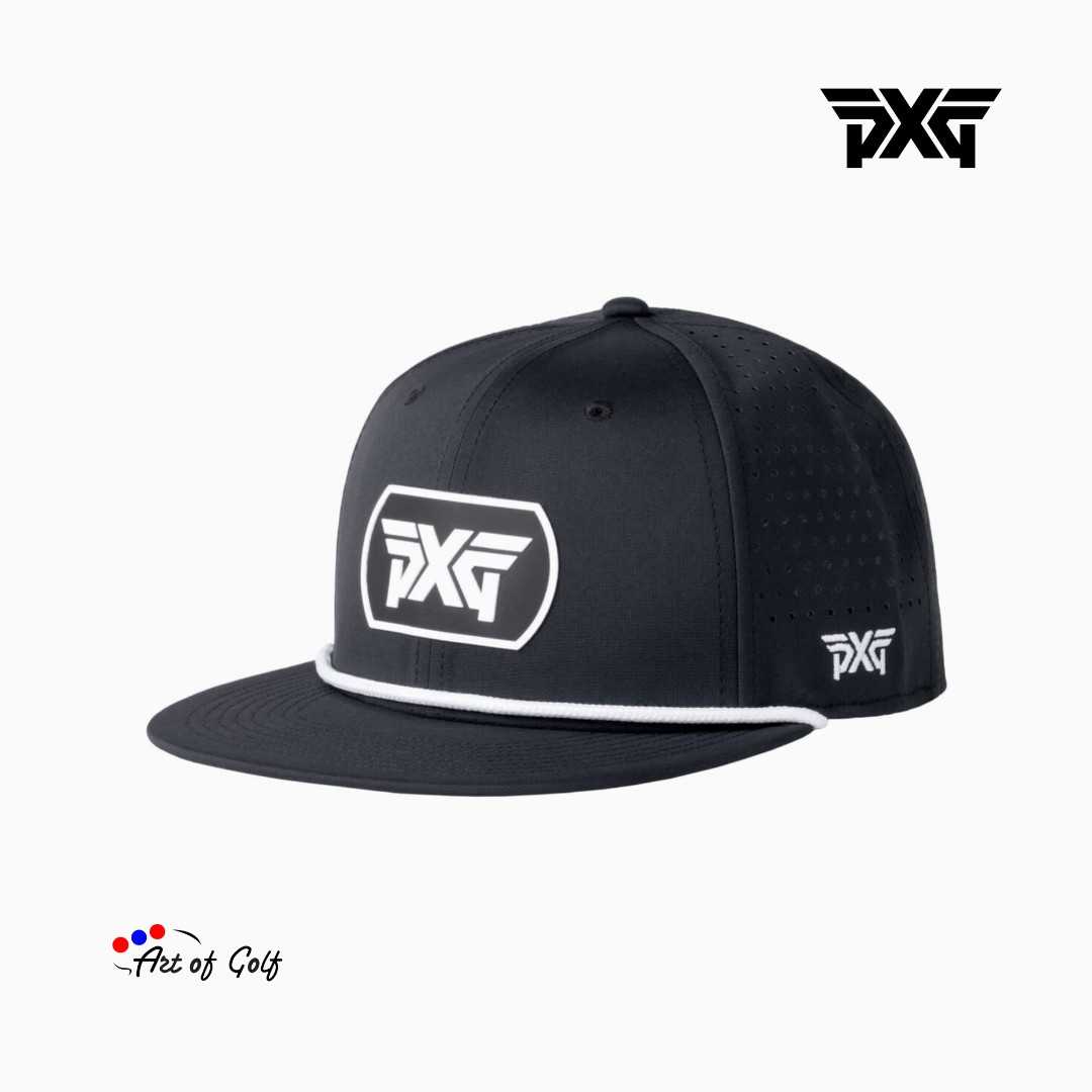 PXG  Men's Dog Tag 6 - Panel High Crown Snapback Cap (Black/White)