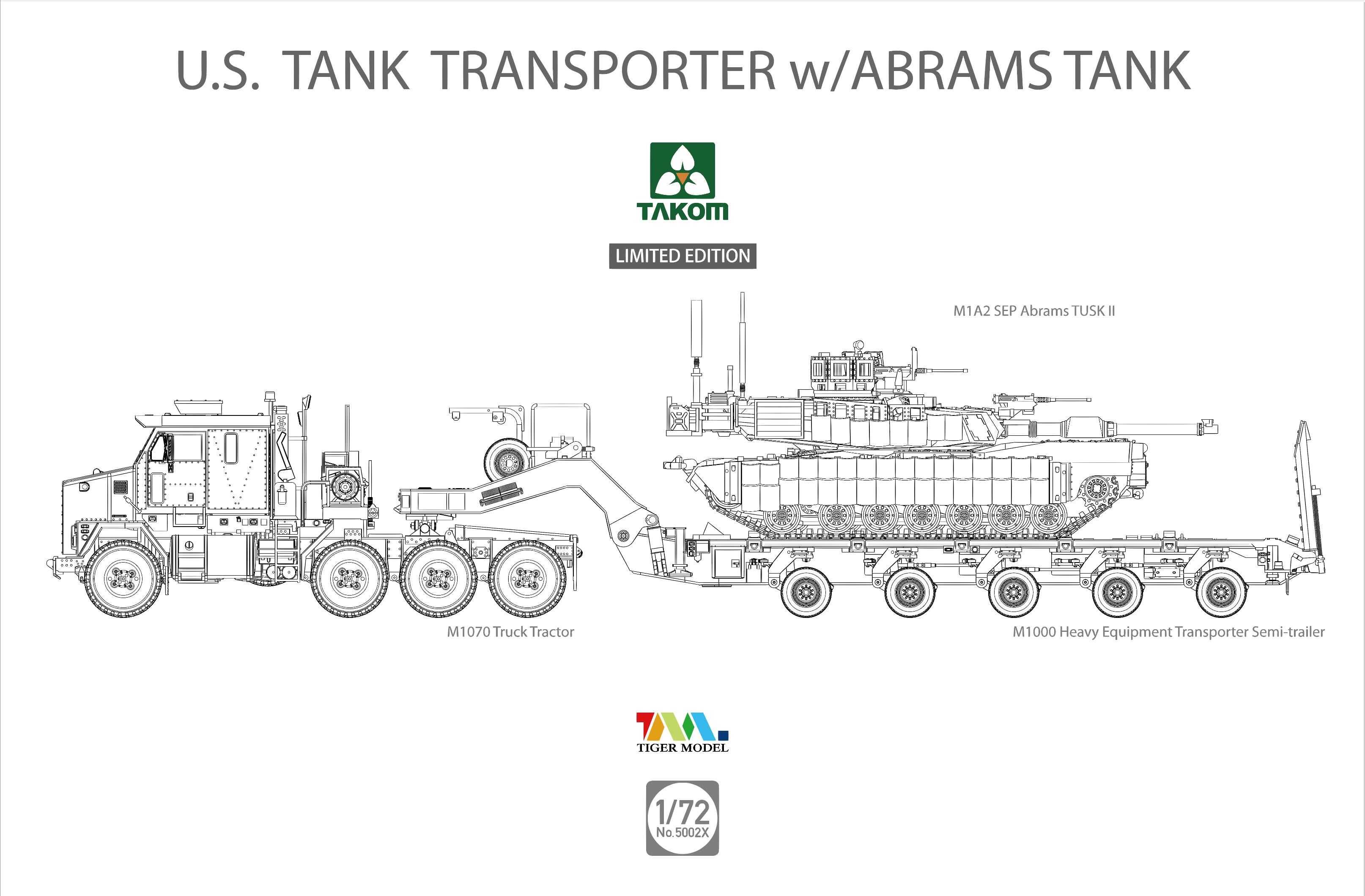 1/72 U.S. M1070&M1000 70 Ton Tank Transporter w/ Abrams TANK Limited Edition