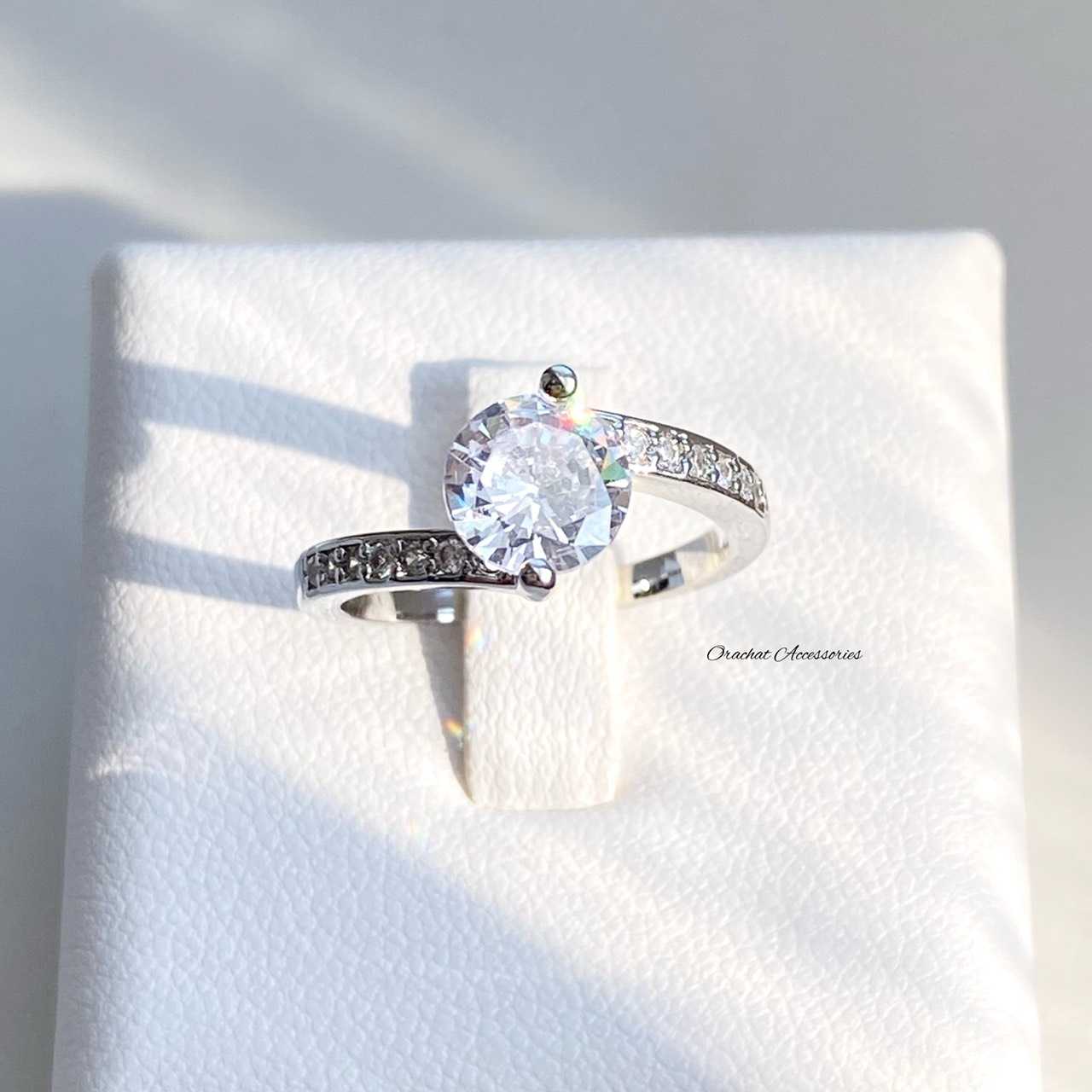 (ส่งฟรี) Aiyha ring. (แหวนงานชุบทองคำขาว เพชร CZ)
