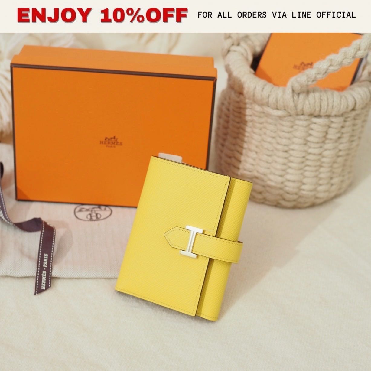 NEW! HERMES Bearn Combine Wallet สี Naples Epsom GHW | Bag