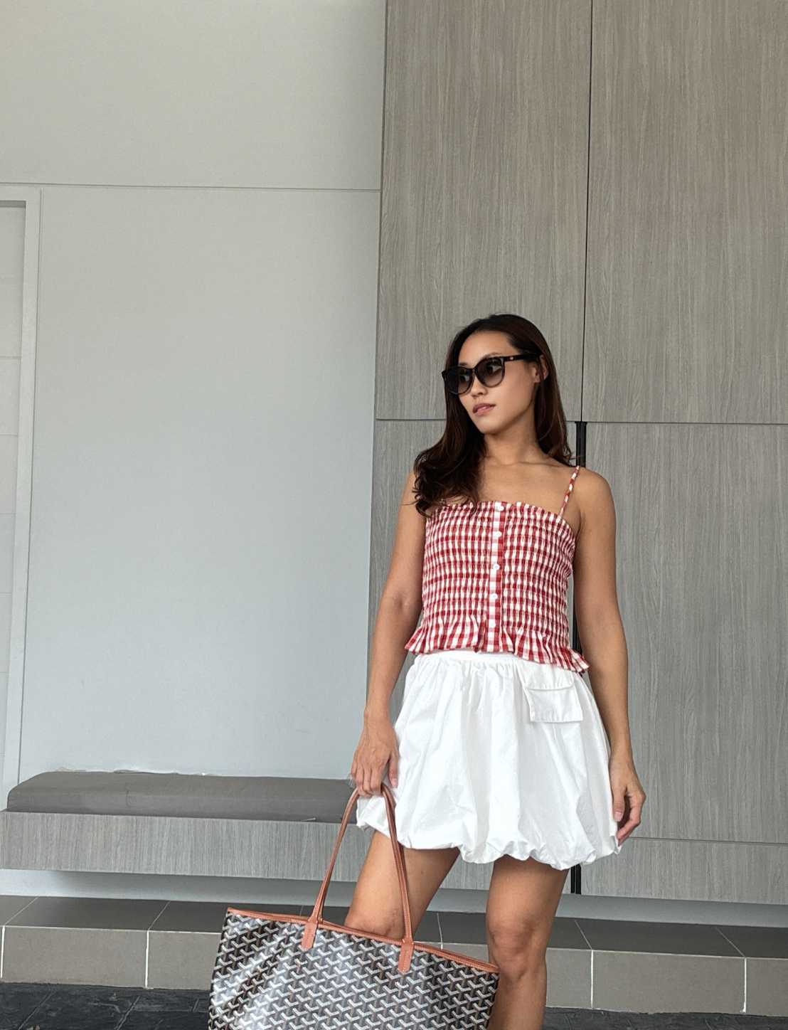 Gingham crop top เสื้อสายเดี่ยวลายสก๊อต