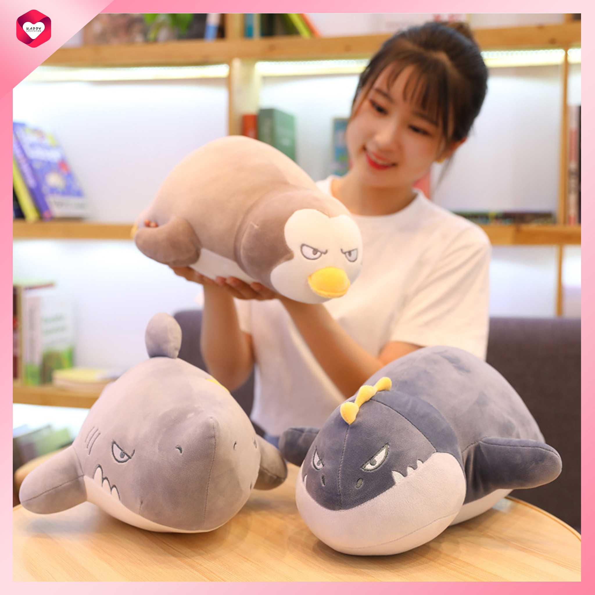 Happylife ตุ๊กตาหมอนกอด หมอนกอดฉลาม หมอนกอดเพนกวิน หมอนกอดก๊อดซิล่า