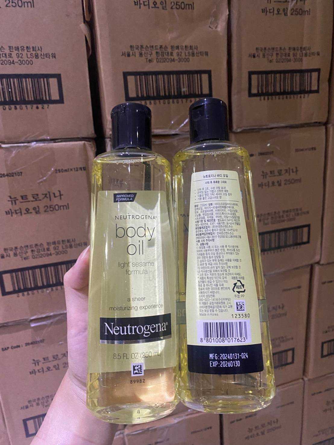 ออยบำรุง​ผิวกาย  ✨ Neutrogena Body Oil Light Sesame Formula 250 ml.  นูโทรจีน่า บอดี้ ออยล์ 