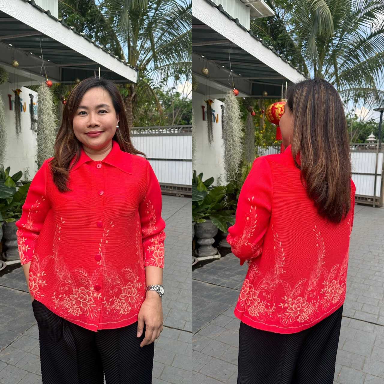 Pleatbynisa เสื้ออัดพลีท A688 เนื้อผ้าPolyester100%