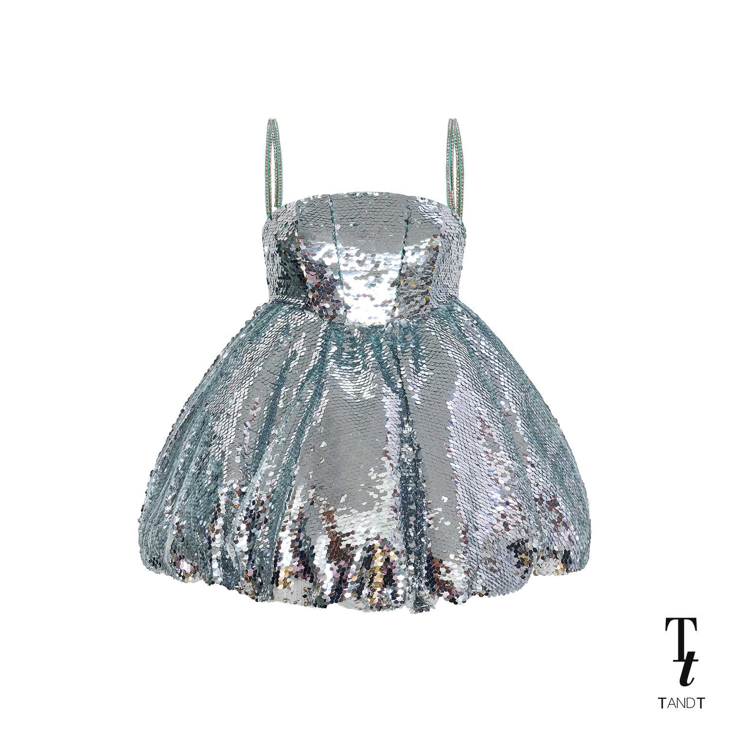 TandT - SUGAR PLUM DRESS - SPAGHETTI STRAPS SEQUIN BALLOON MINI DRESS