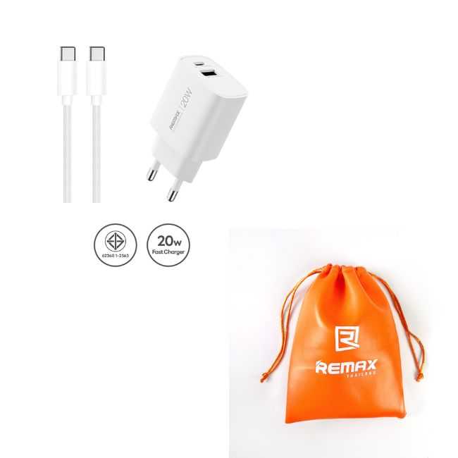 แถม Gadget Bag สีส้ม!!! USB Charger U187-AC20W (White,Set) - Remax