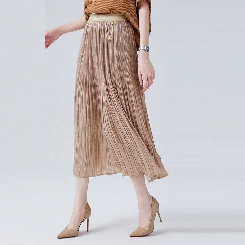 Peatbynisa A428 กระโปรงอัดพลีท เอวยางยืด ฟรีไซส์ เนื้อผ้าPolyester100%
