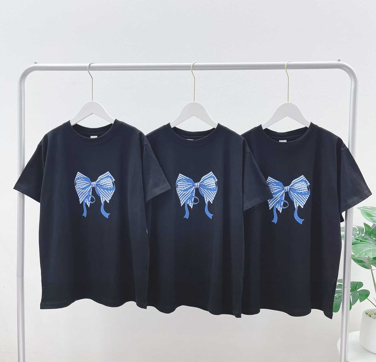 Ronron DOUBLE RIBBON BASIC SHIRT BLACK BLUE