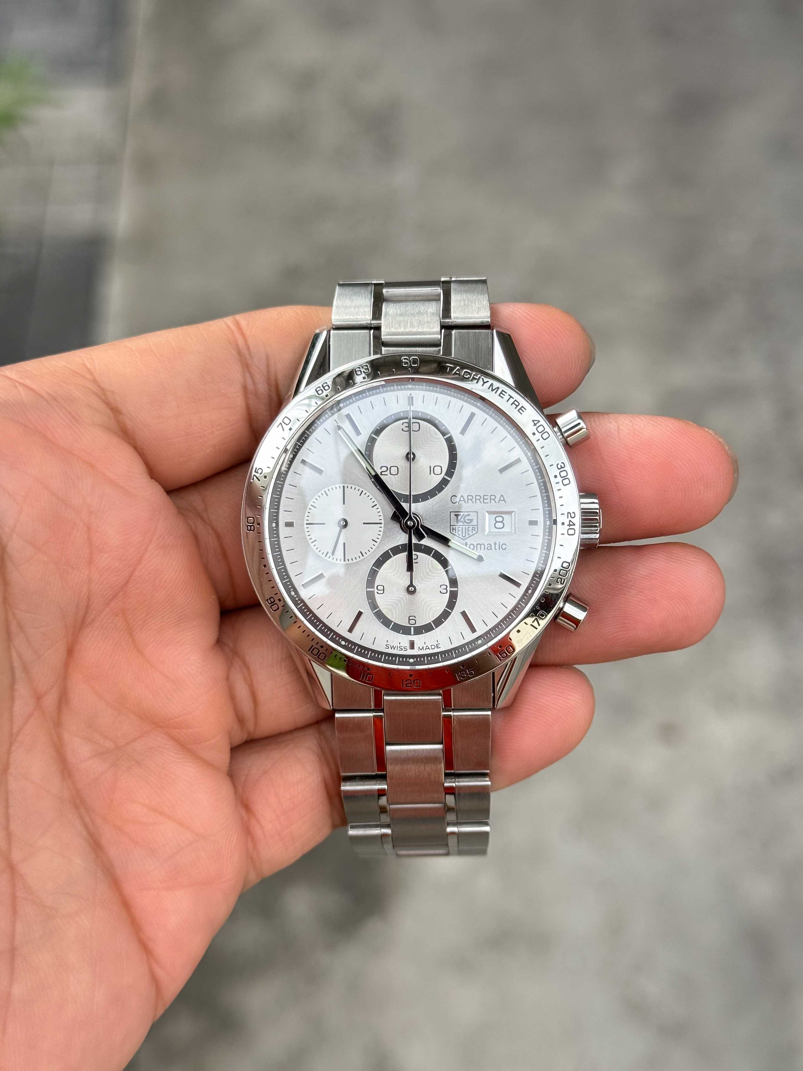 Tag Heuer Carrera Calibre 16 Automatic Chronograph King Size Silver Dial