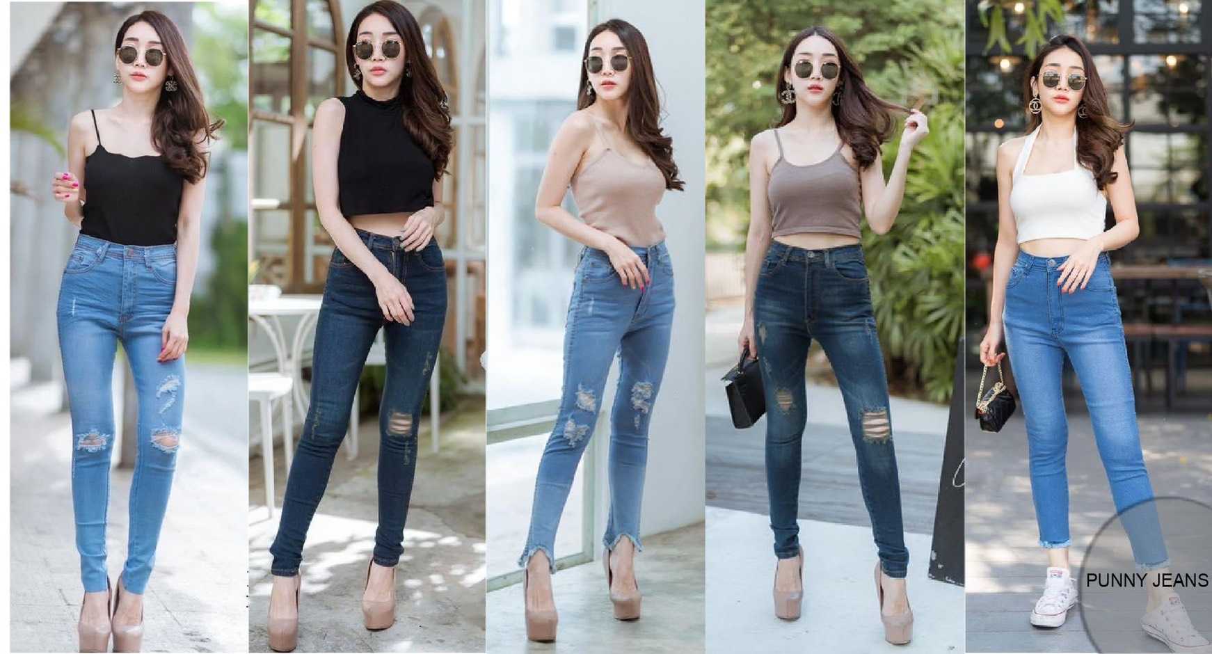กางเกงยีนส์ยืด เอวสูง PUNNY JEANS แท้100% งานป้ายทุกตัว