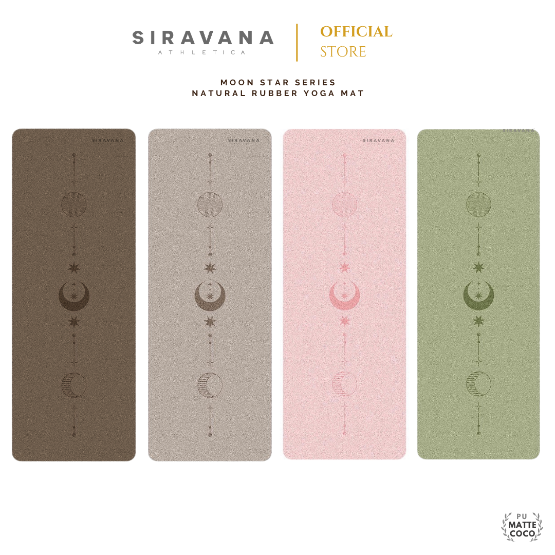 SIRAVANA เสื่อโยคะยางพารา รุ่น Moon Star Series Vegan Leather ผิว Matte Coco And Natural Ruber  5mm