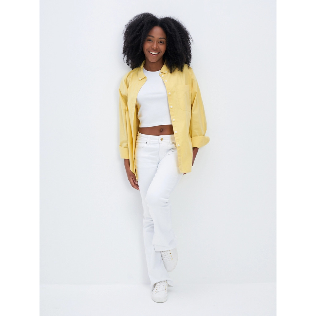 American Eagle เสื้อเชิ้ตผู้หญิง CORE PREP SOLID สี YELLOW - 035-4818-700