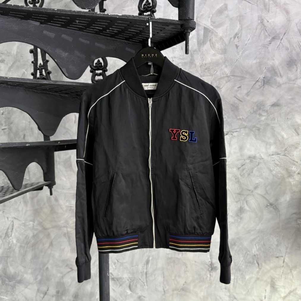 SAINT LAURENT LOGO ZIPPED BOMBER JACKET