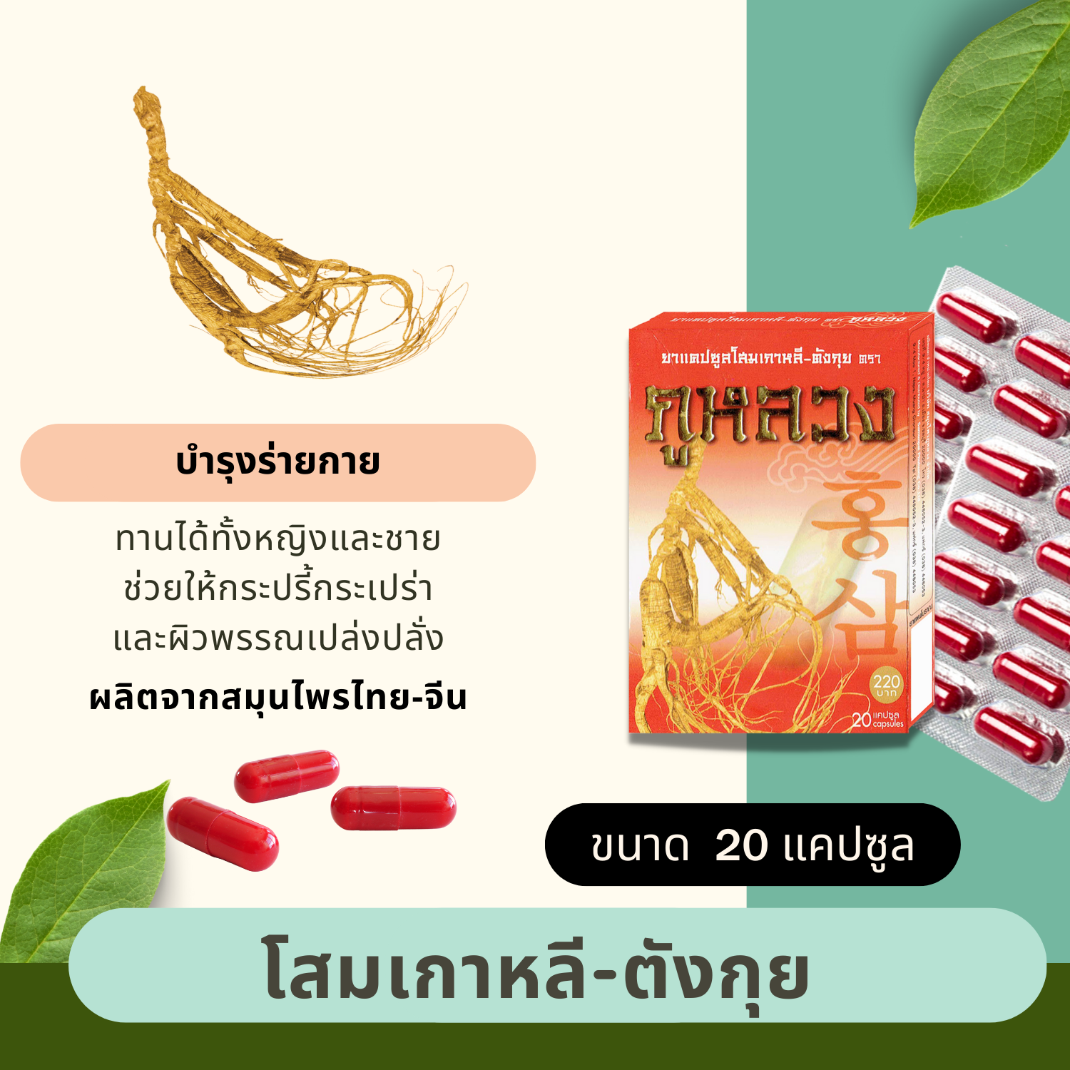 โสมเกาหลี - ตังกุย (ขนาดบรรจุ 20 แคปซูล)