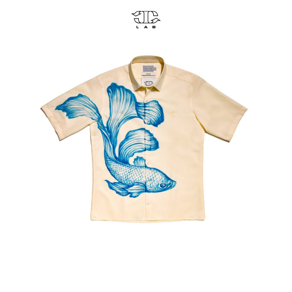 'Dan' Shortsleeve one color painting shirt (Fish)
