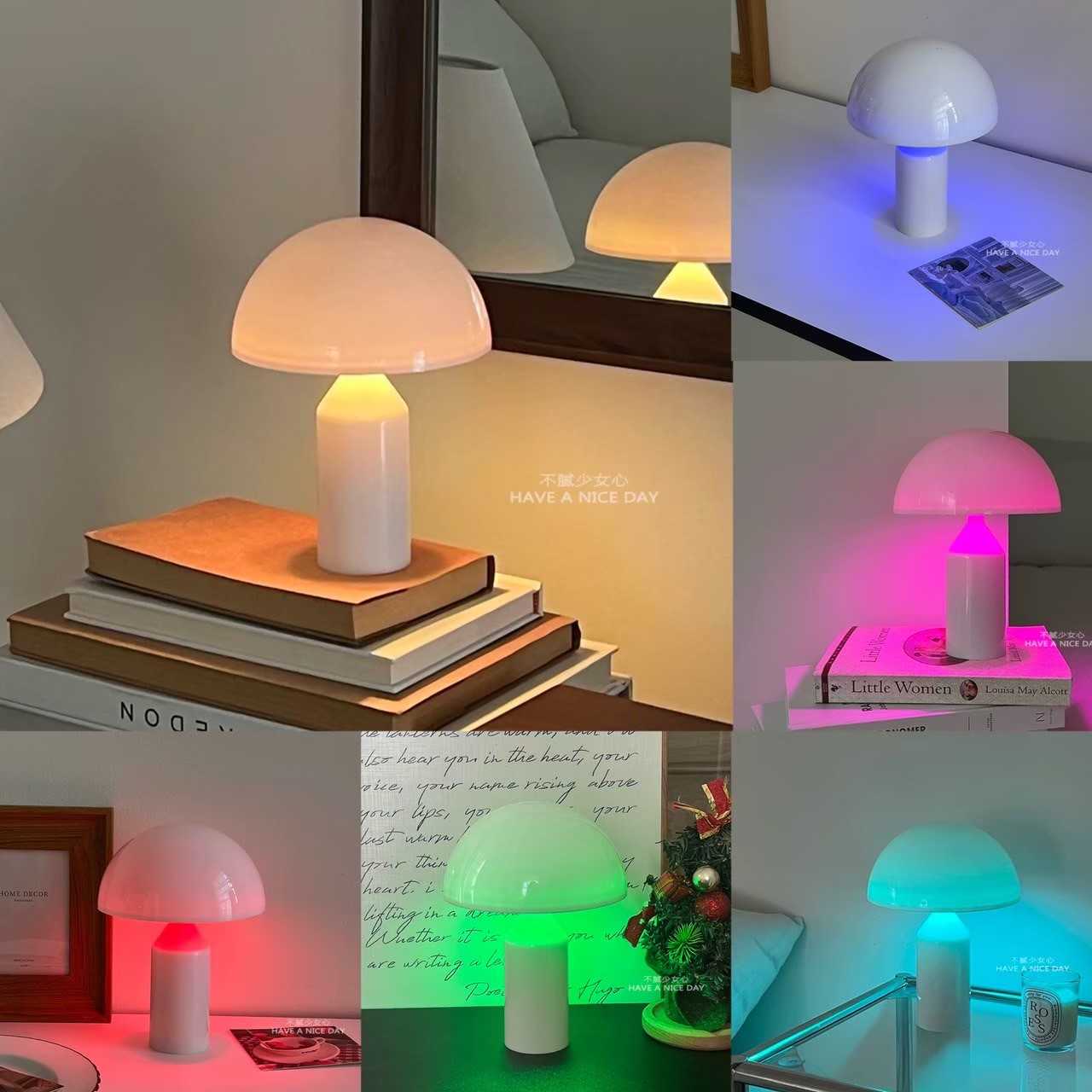 🍄‍🟫โคมไฟรูปเห็ดเปลี่ยนสีได้5สี โคมไฟสร้างบรรยากาศ โคมไฟ ประดับโต๊ะทำงาน mushroom desk lamp light
