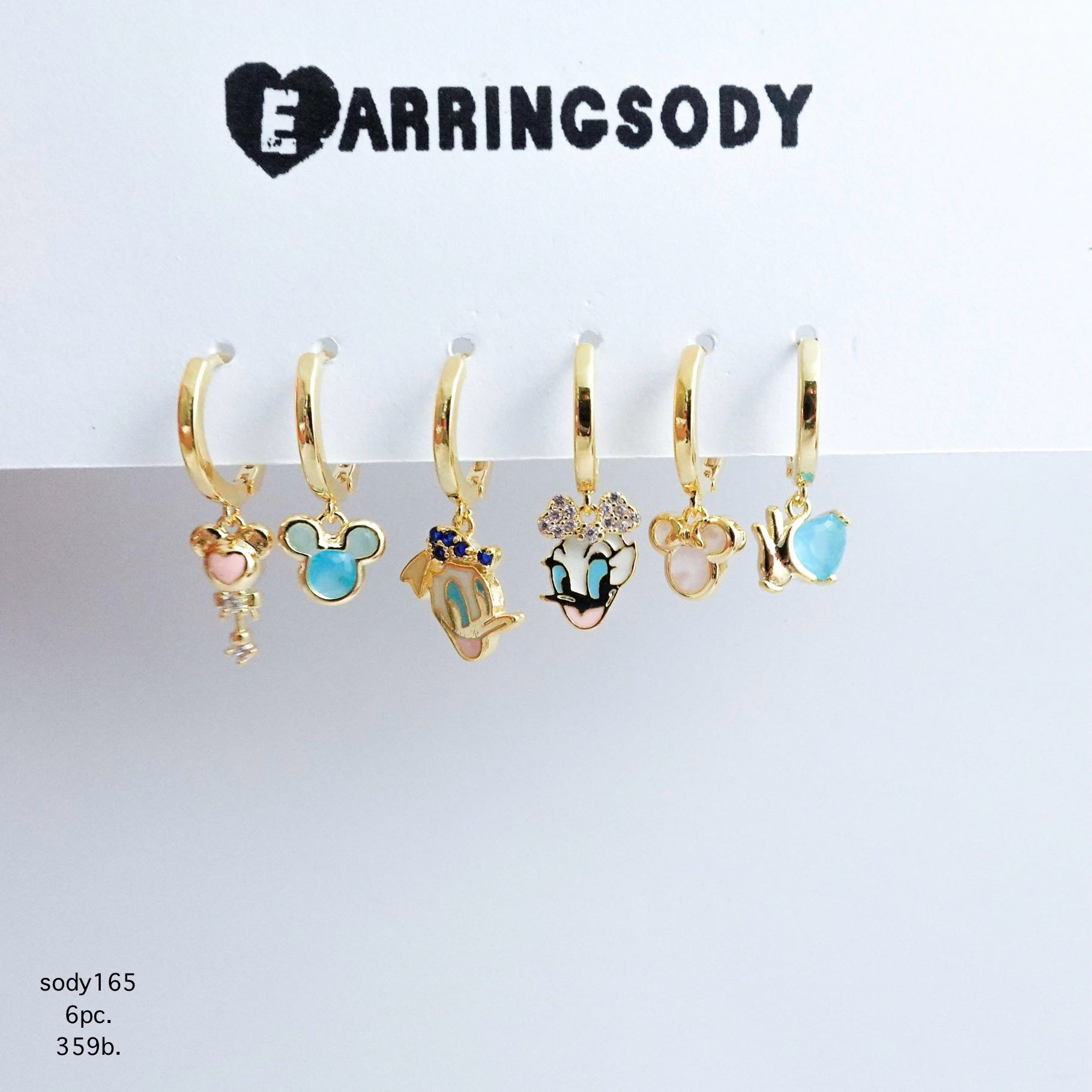 sody165 Fairytales collection ต่างหูห่วงเซ็ต 6ชิ้น เงินแท้925 ชุบทอง18k