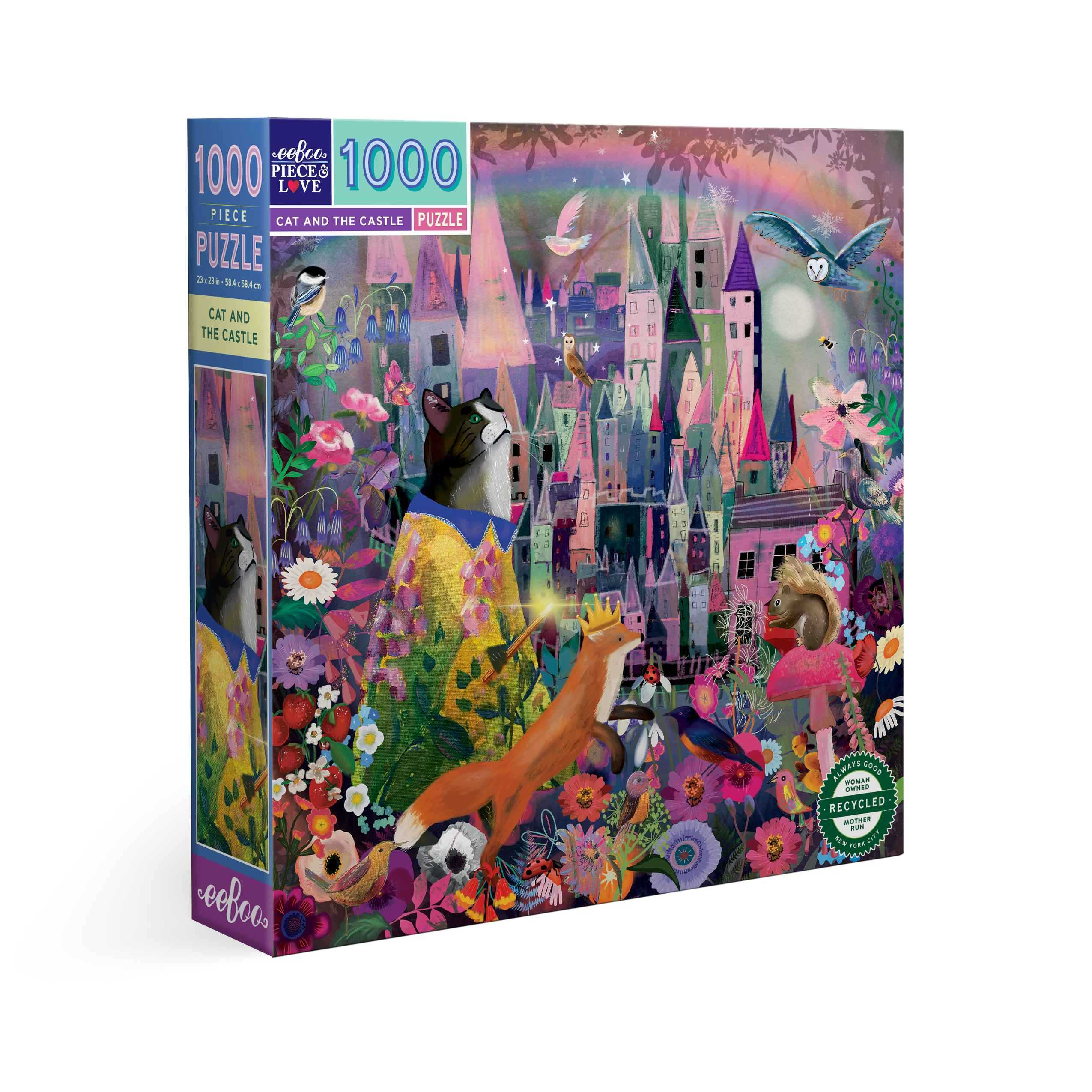 eeBoo Cat and the Castle 1000pc Sq Puzzle จิ๊กซอว์รูปแมวและปราสาทแบบ 1000 ชิ้น