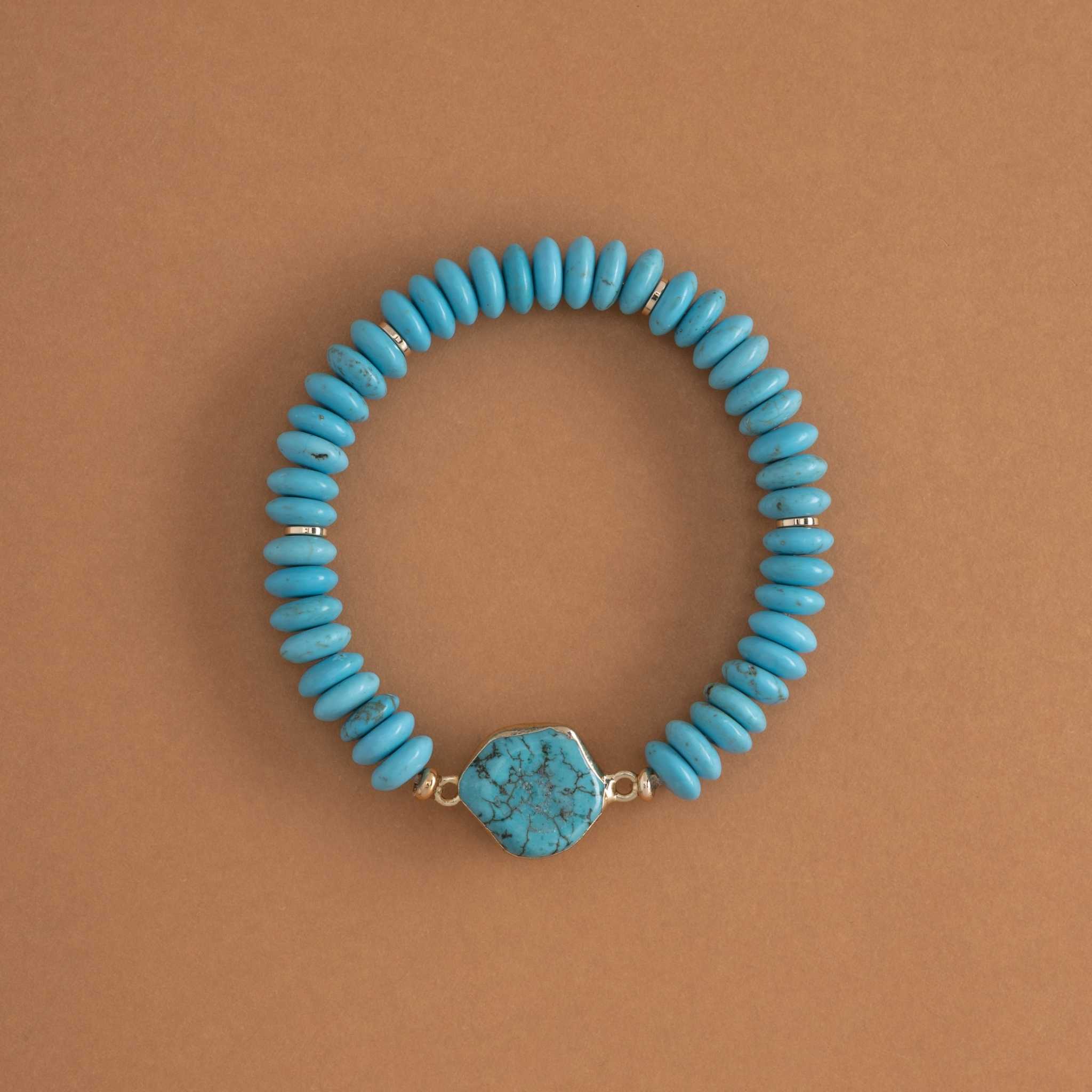TURQUOISE ROUND BEAD STRETCHY BRACELET