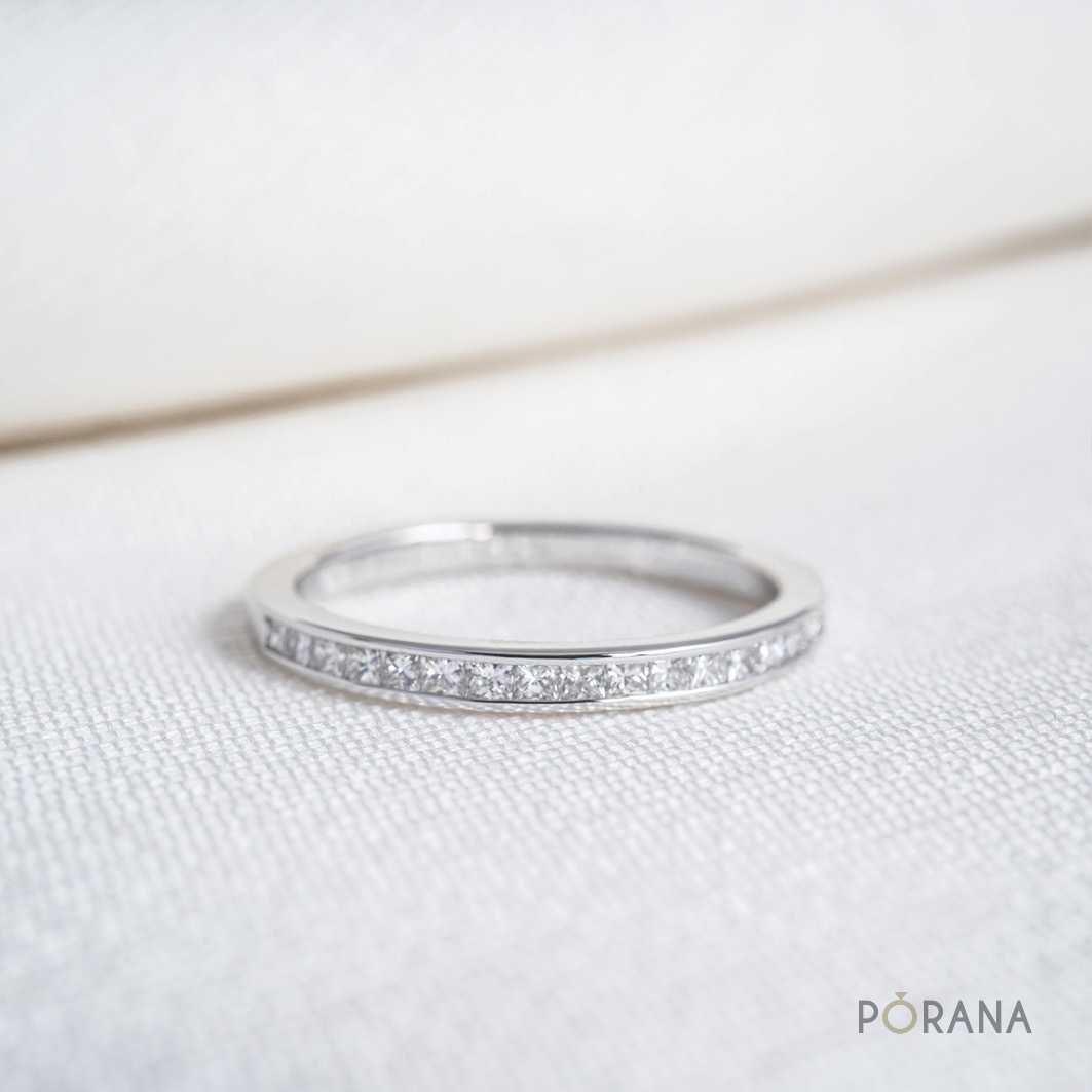 Princess cut Diamond Ring, Channel Set แหวนเพชรสี่เหลี่ยมฝังไร้หนาม R0014