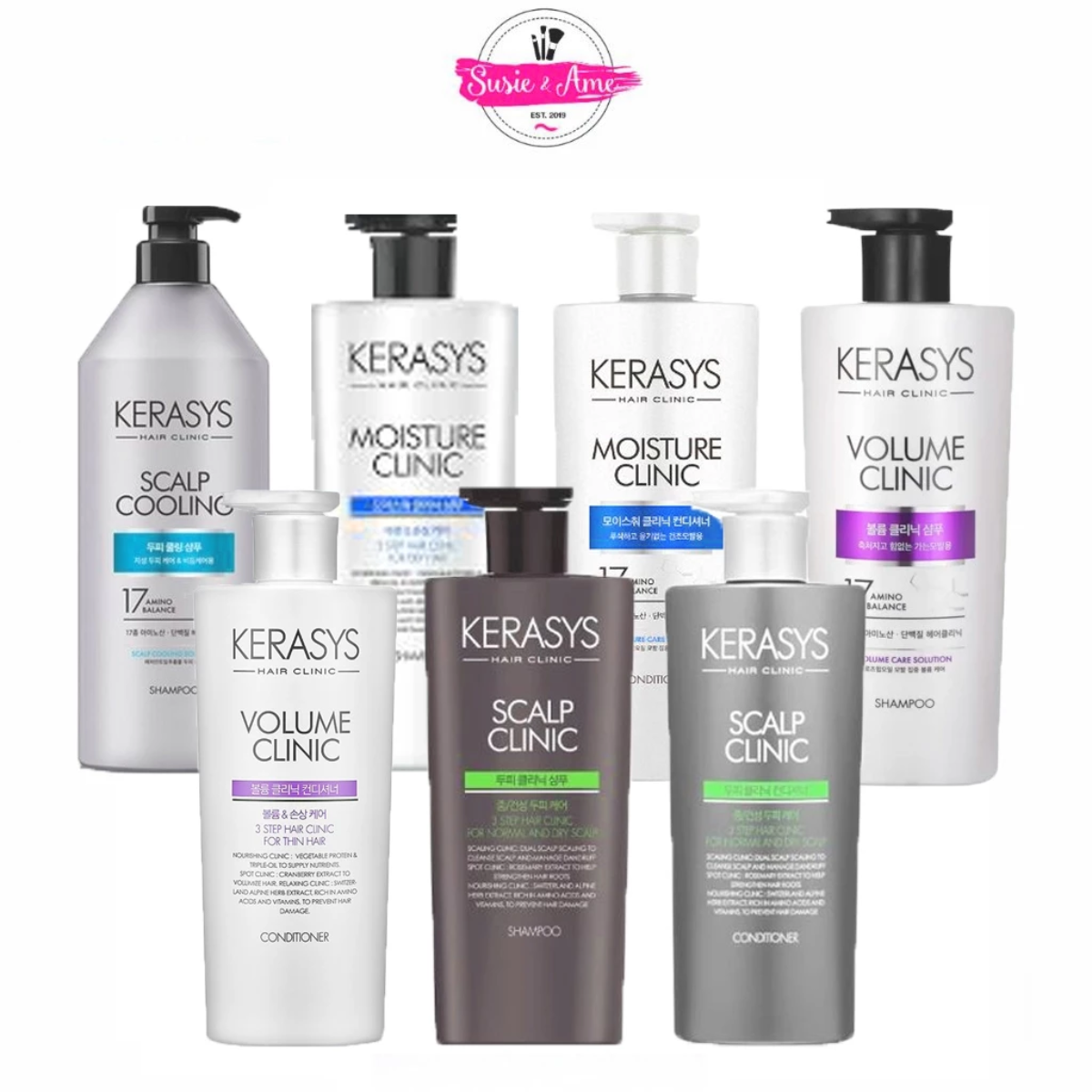 KERASYS SCALP CLINIC/VOLUME CLINIC/SCALP COOLING/MOISTURE CLINIC/SHAMPOO&CONDITIONER 600 ml.