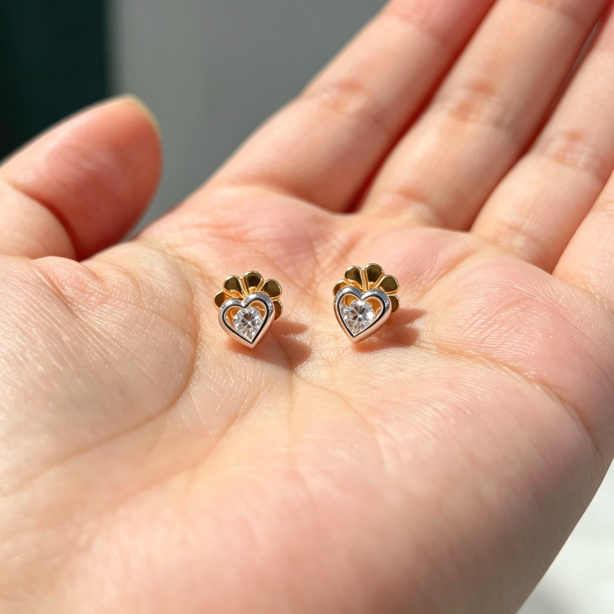 ต่างหูเม็ดเดี่ยวหัวใจ D 0.16ct