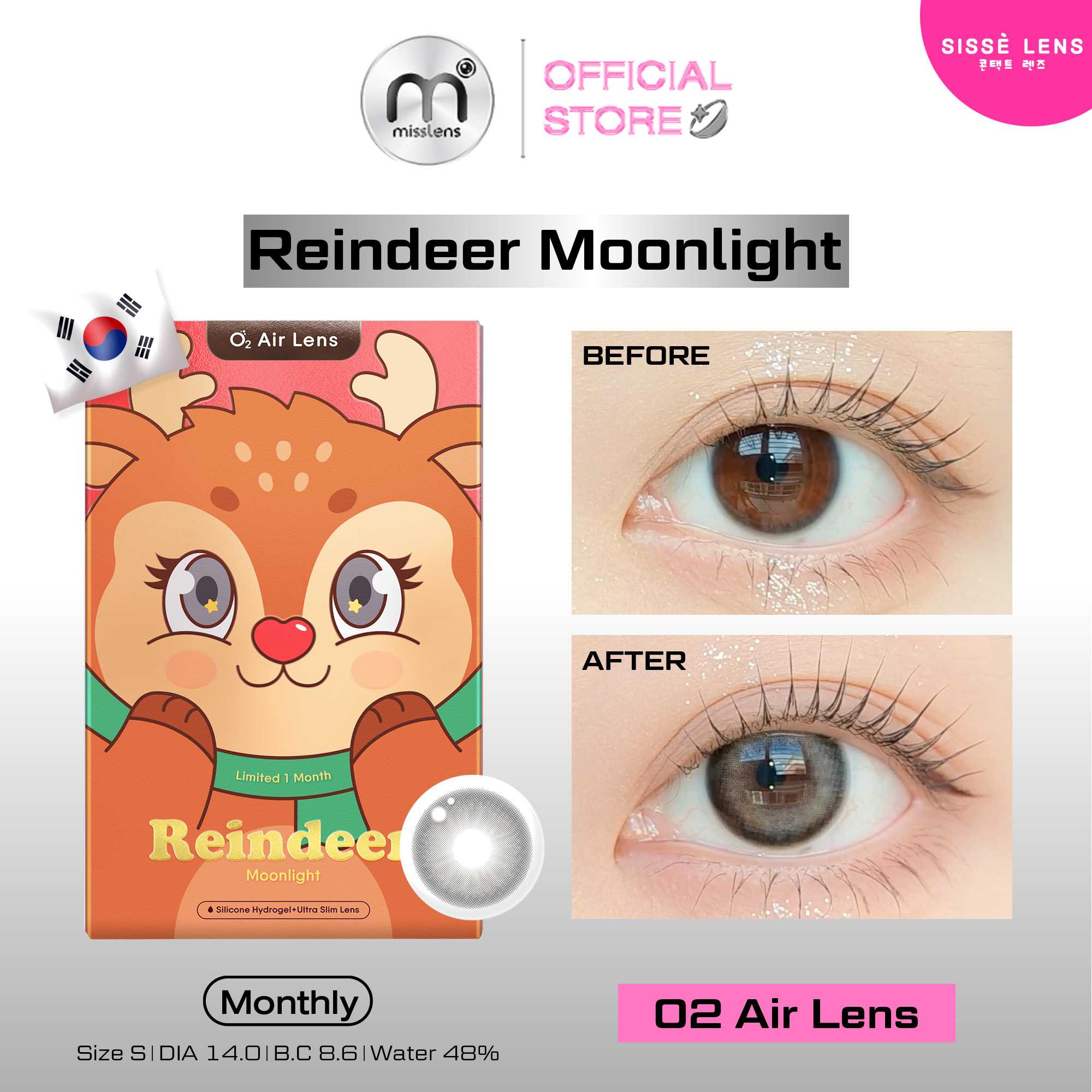 Misslens : New! Limited Reindeer คอลเลกชั่นใหม่รับ X’mas  Reindeer Moonlight(ค่าสายตา-4.25ถึง-10.00)