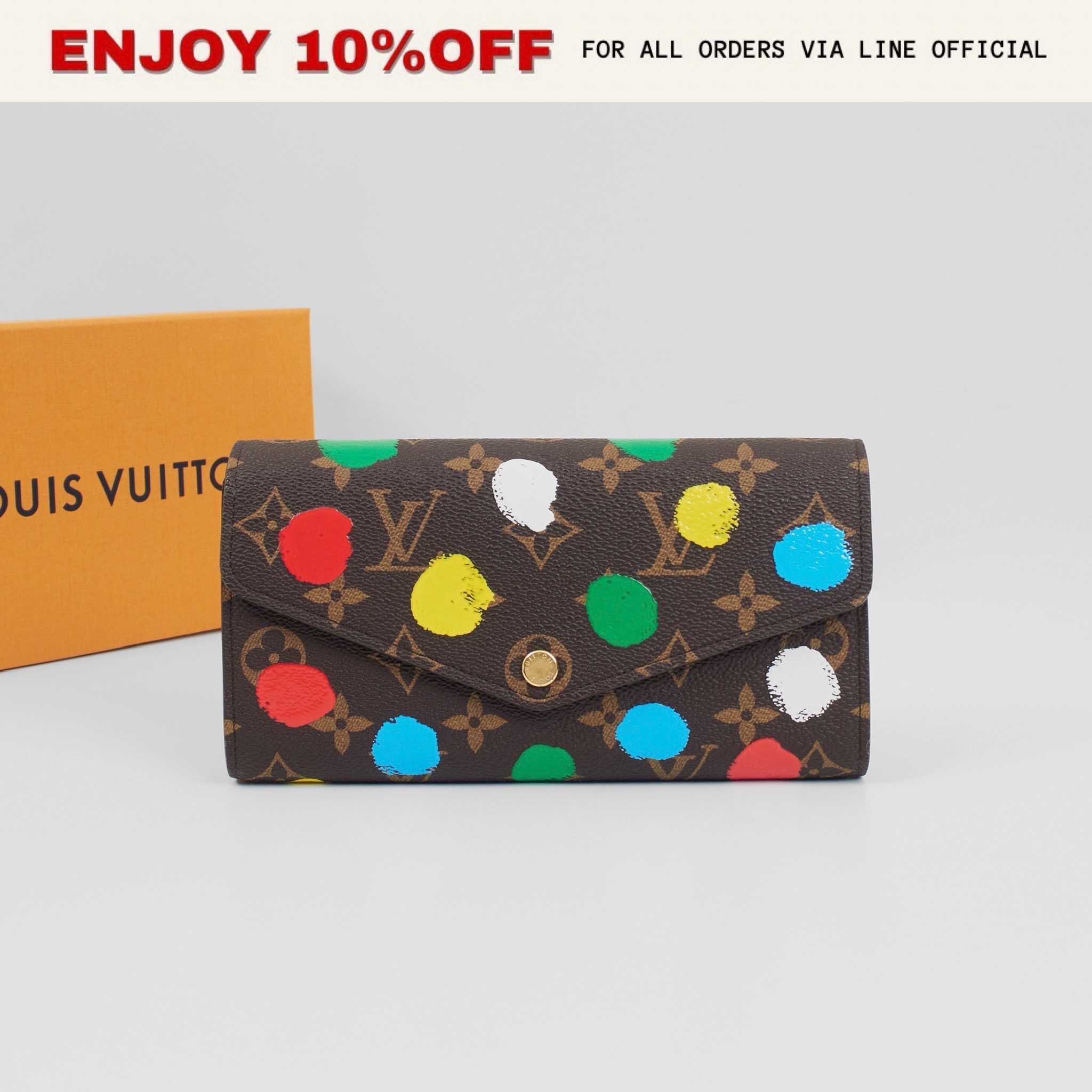 📍LIKE NEW📍LOUIS VUITTON LV x YK Sarah Wallet สี Multicolor Brown GHW | Bag