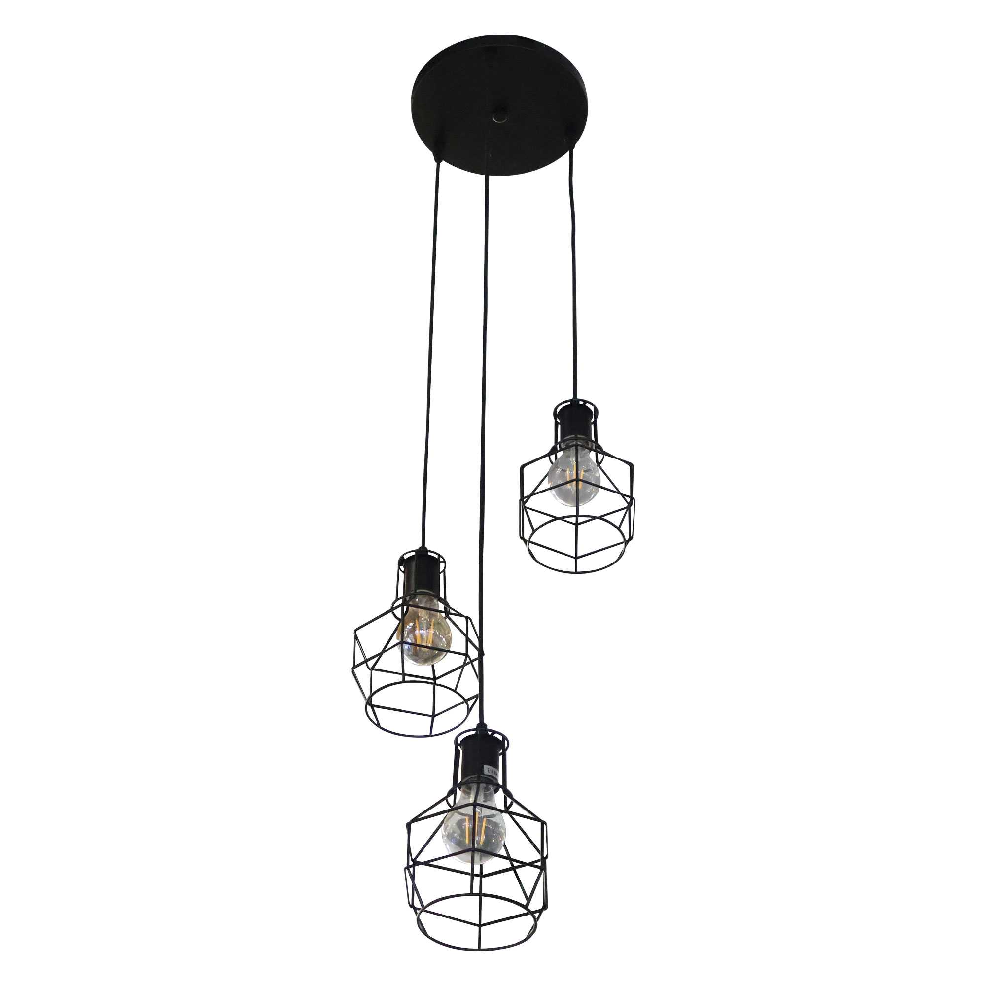 Lightmax โคมไฟห้อย 057/582 กรงเหล็ก 3 หัว สีดำ