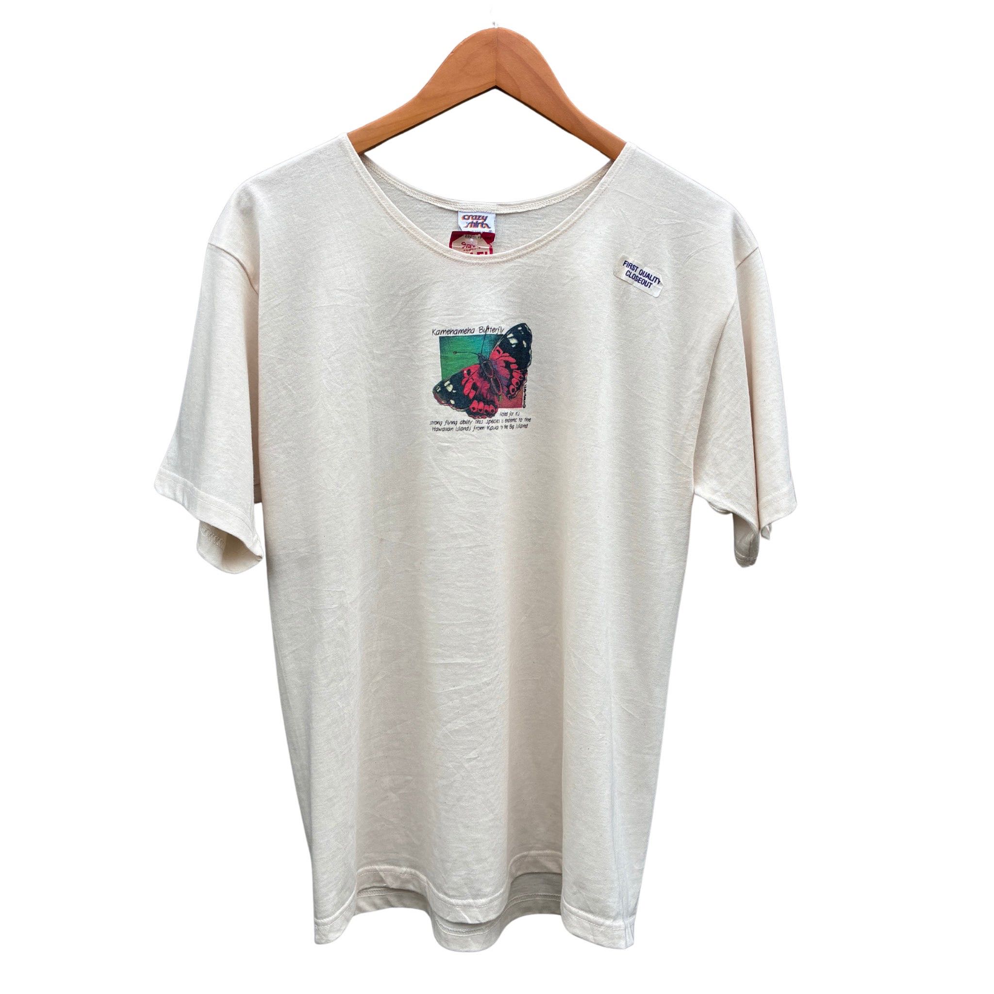 Vintage 90s Crazy Shirts Hawaii Kamehameha Butterfly T-Shirt M Deadstock Rare USA Made
