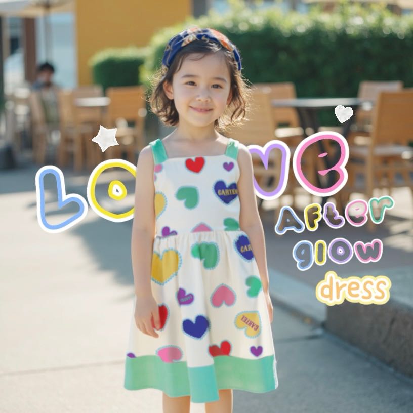 (CC) LOVE AFTERGLOW DRESS เดรสเด็กแขนกุดลายหัวใจน่ารัก l Cartelkids