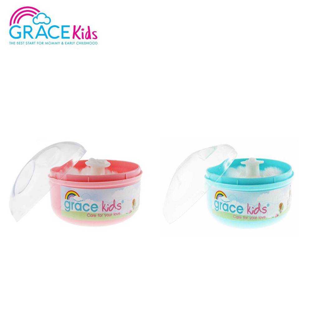Gracekids ตลับแป้งเด็ก (ฟ้า-ชมพู) ตลับใส่แป้งเด็ก กล่องใส่แป้งฝุ่นสำหรับเด็ก กระปุกใส่แป้ง