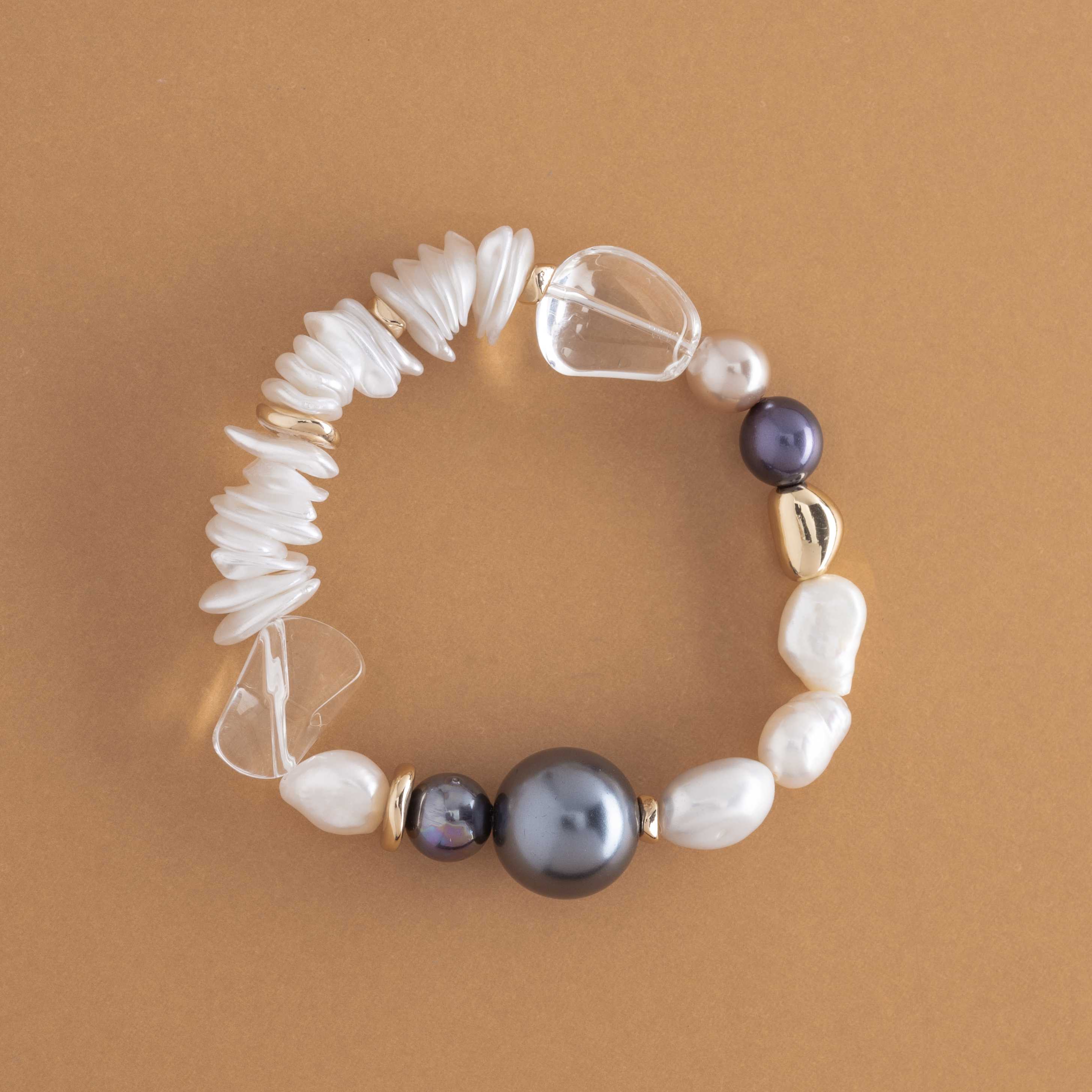 SILVER PEARL STRETCHY BRACELET