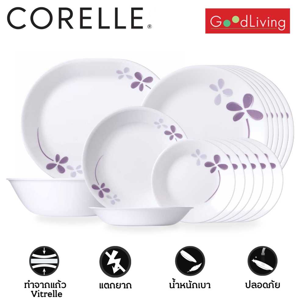 Corelle ชุดจานชาม ลาย Warm Pansies Set 16 ชิ้น/C-03-16-WP-MS