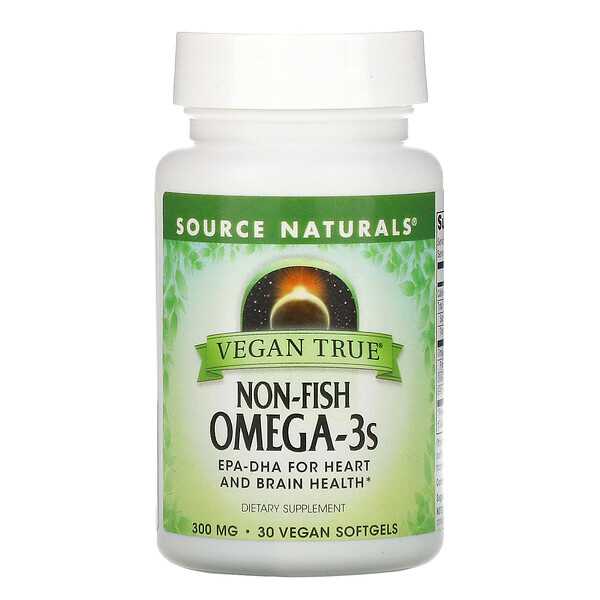 โอเมก้า  (30 แคปซูล) นำเข้าจากอเมริกา Non-Fish Omega-3s, 300 mg, Source Naturals, Vegan True