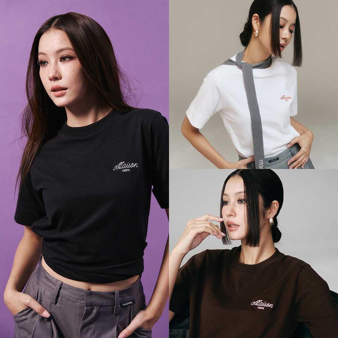 maison KEEPS | The Standard Script Logo Tee | เสื้อยืด ปักโลโก้