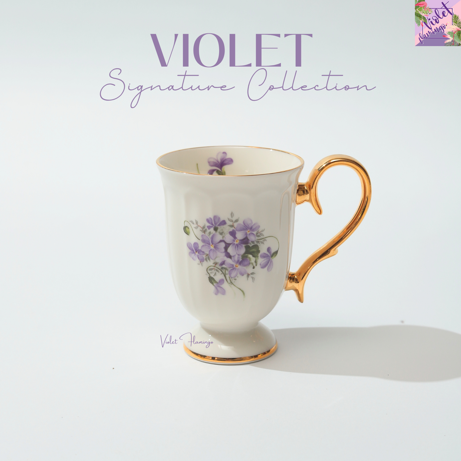 Violet Signature แก้ว Mug หูจับทอง