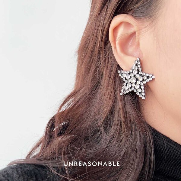ต่างหูดาว Crystal ต่างหูคลิป ต่างหูก้านเงินแท้ น้ำหนักเบา สวยใส่สบาย UA0844-01 Unreasonable Acces...
