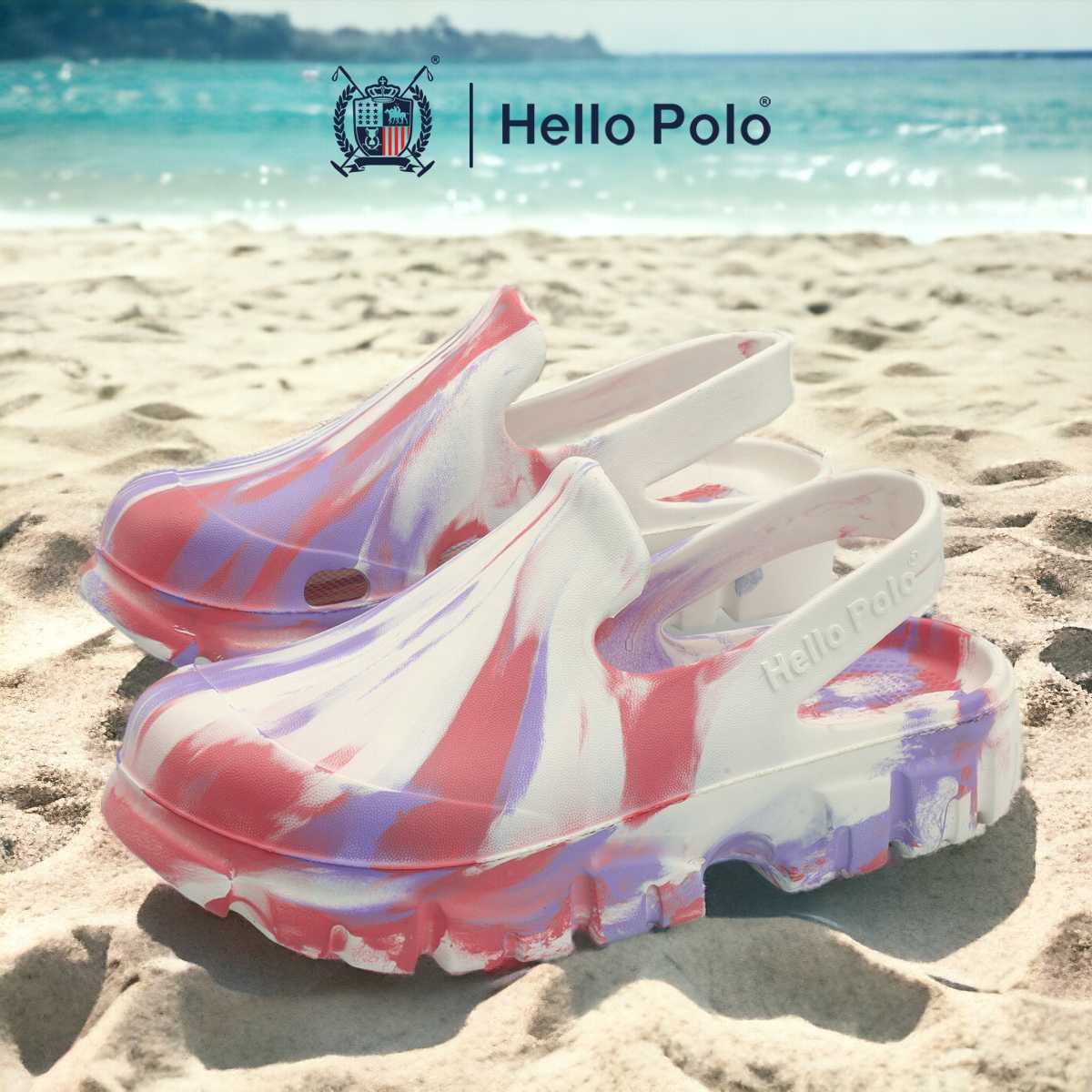 Hello Polo รุ่น HP8025 รองเท้ารัดส้น กันน้ำ ฤดูร้อน ลายมัดย้อม Size 36 - 45