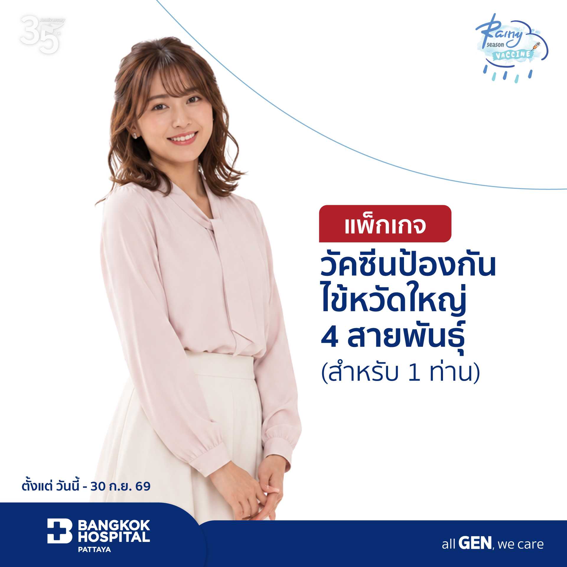 แพ็กเกจวัคซีนไข้หวัดใหญ่ 4 สายพันธุ์ (สำหรับ 1 ท่าน)